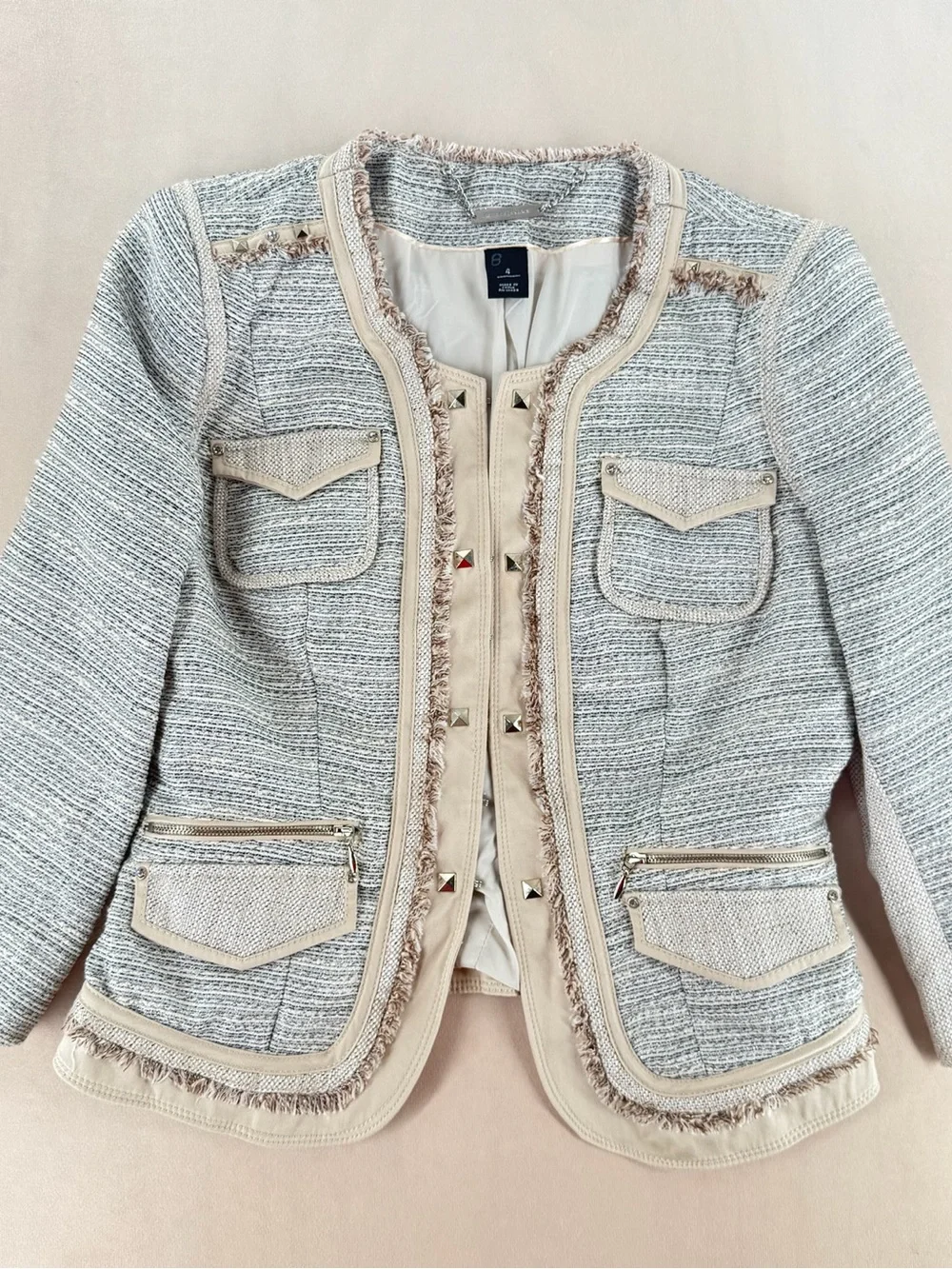 WHBM Metallic Tweed Studded Jacket Size 4